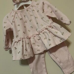 Little Me Pink Outfit with Gold Bows